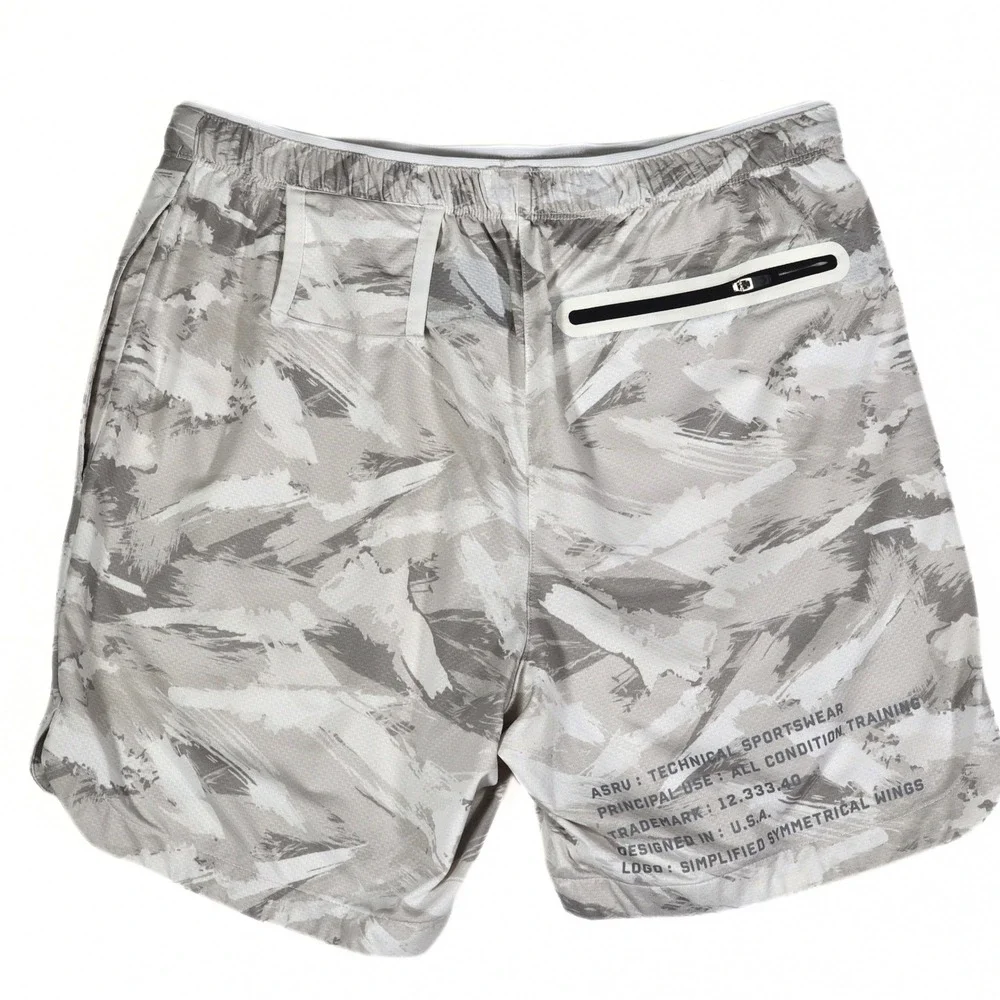 ASRV Silver-Lite Training Shorts Mens Small Grey Camo Athletic Gym Workout